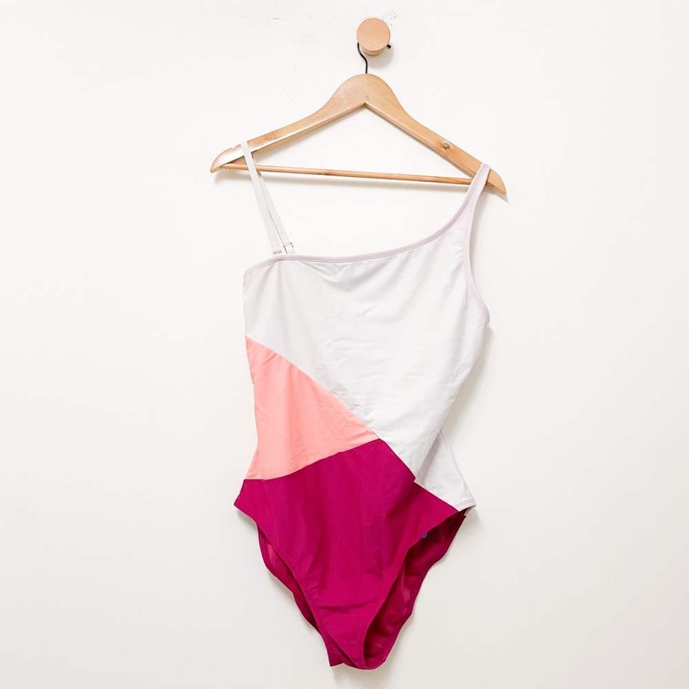 Bleu Rod Beattie Woman's pink Colorblock One Piece Swimsuit size 14